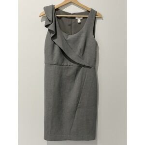 Ann Taylor Loft Shift Dress Womens‎ 6 Gray Faux Wrap Sleeveless Stretch Business